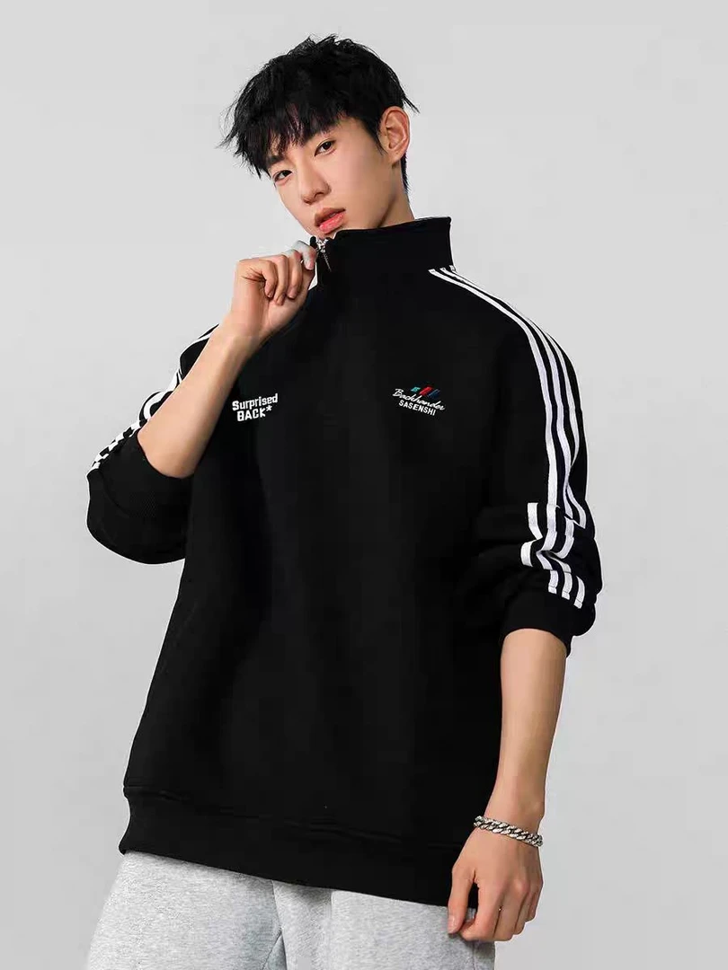 (秋款半拉链）秋季青少年男女同款时尚立领宽松版棉卫衣