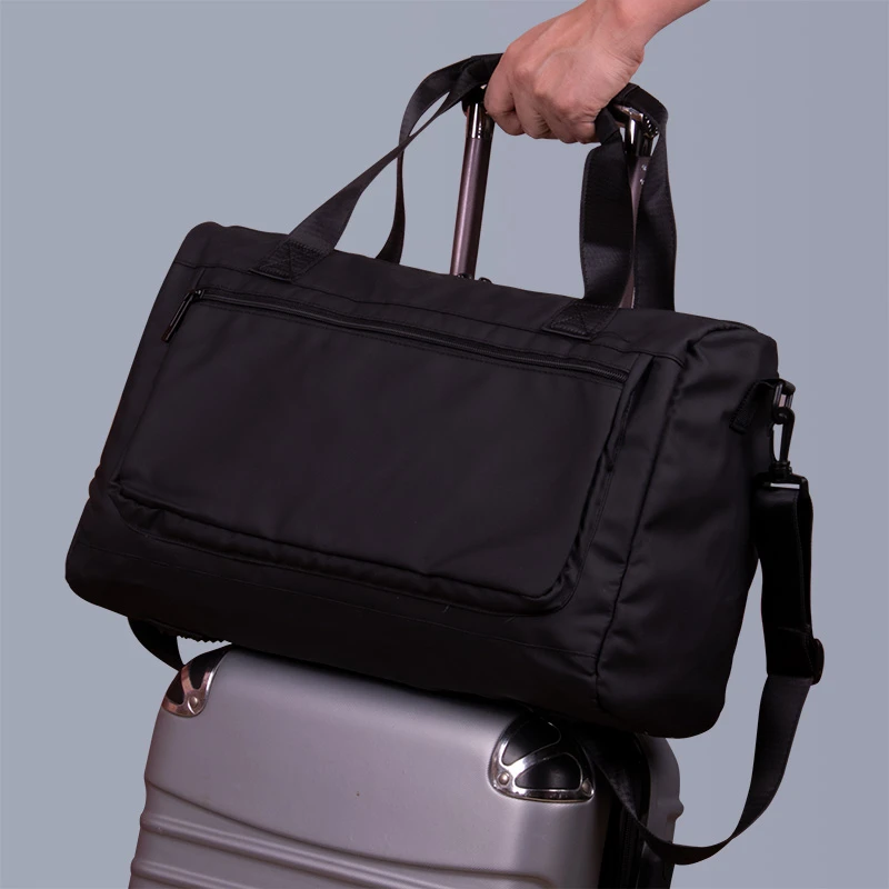 男士手提包通勤斜挎单肩包出差行李包可套拉杆箱休闲大容量旅行包