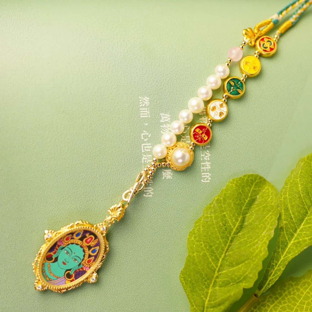 【镜心】 绿度粗矿纯手绘唐卡特色手工艺术文化配饰高货