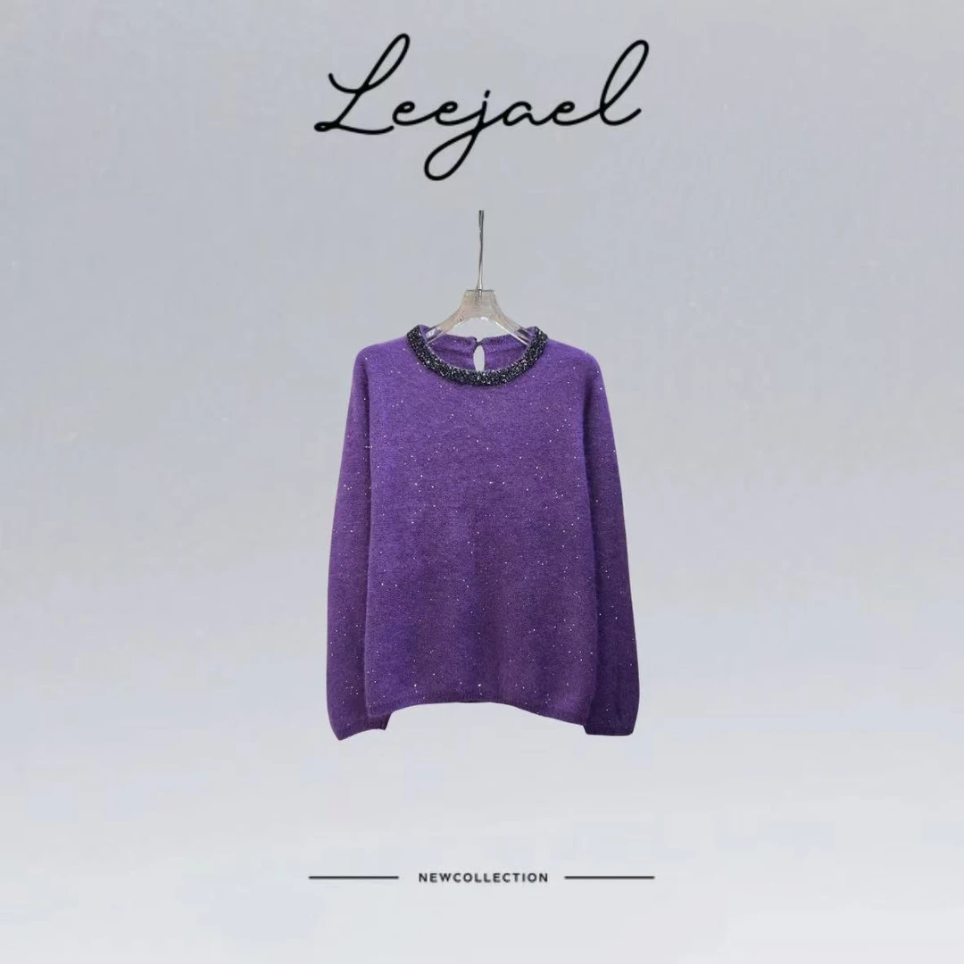 Lejeal“100%绵羊毛亮片拉毛针织上衣” LJE-H67#