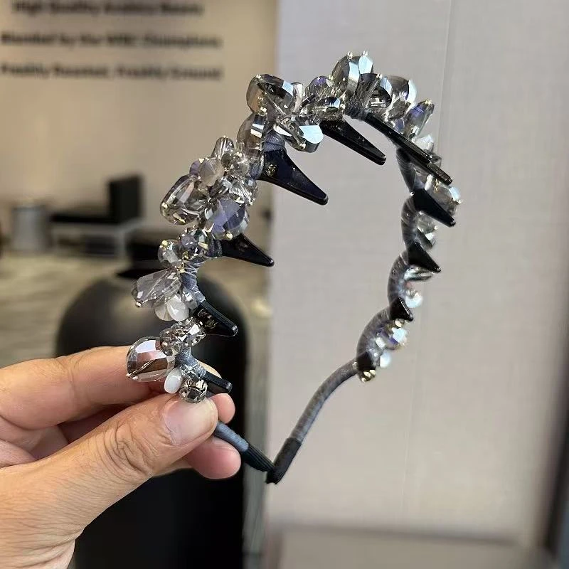 轻奢水晶发箍高级感发梳带齿碎发头箍百搭洗脸发卡头饰