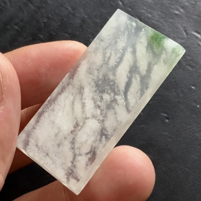 高冰种翡翠雪花棉翠色无事牌意境感古朴素雅定制链接47-23-4.5mm