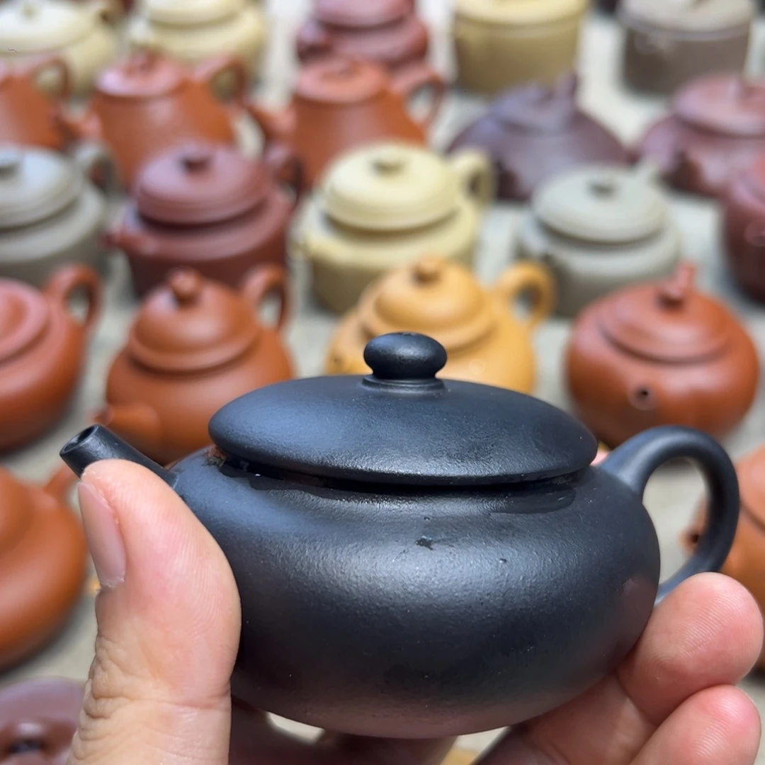 鞋***巴茶壶紫砂125毫升黄龙山朱泥捂灰素影