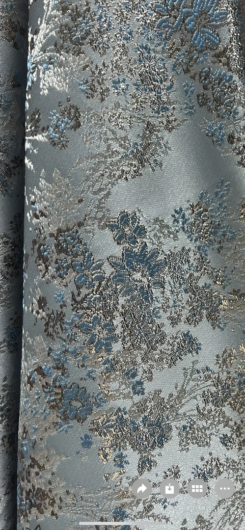2025新款蓝色金丝金小花人丝织锦缎服装面料