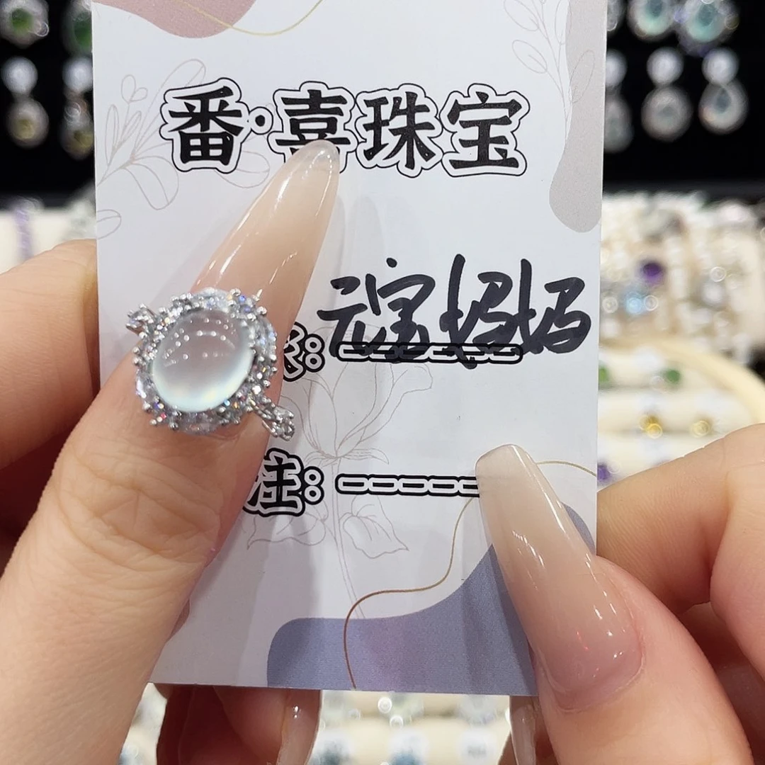 蛇纹石玉银S925镶嵌戒指戒指