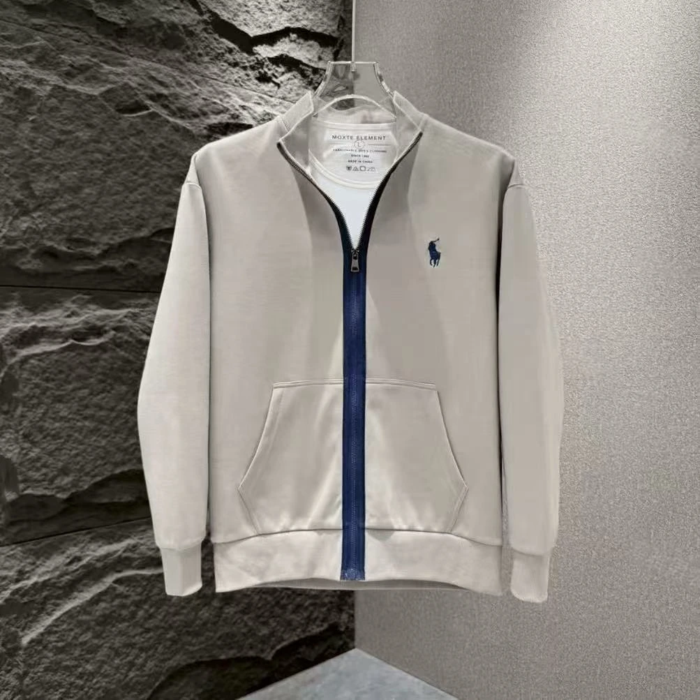 男士秋季新款拼色时尚潮流简约拉链卫衣秋季男装时尚潮流百搭外套