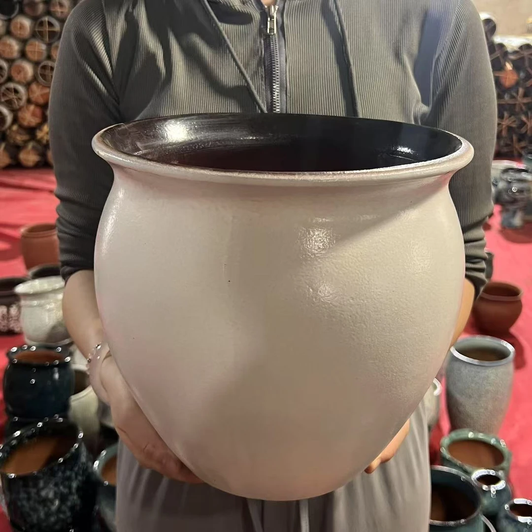 117高端宜兴紫砂花盆红陶高23口23大号