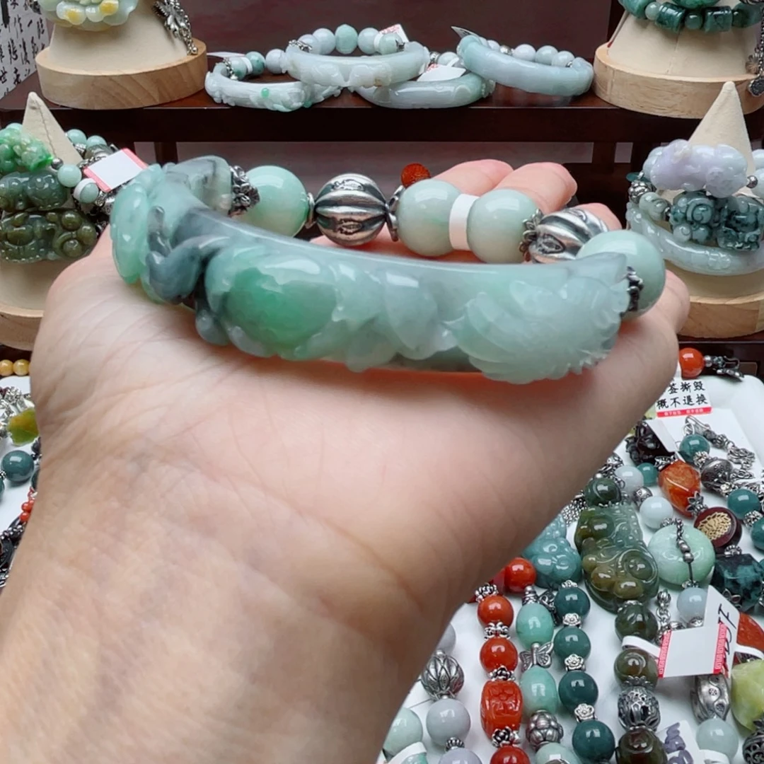 心***开翡翠未镶嵌手链半镯
