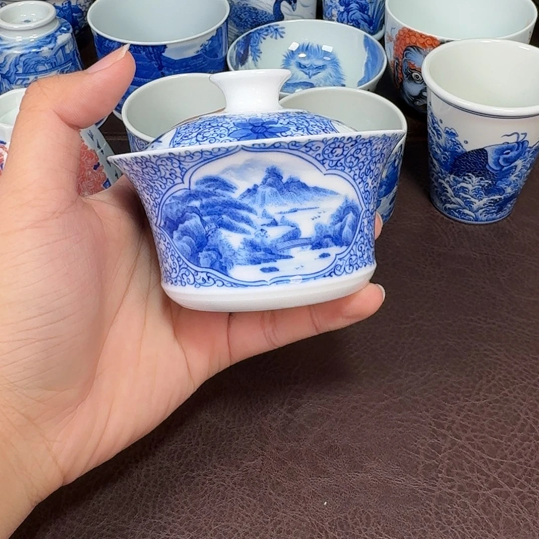 皆***喜现代景德镇陶瓷盖碗
