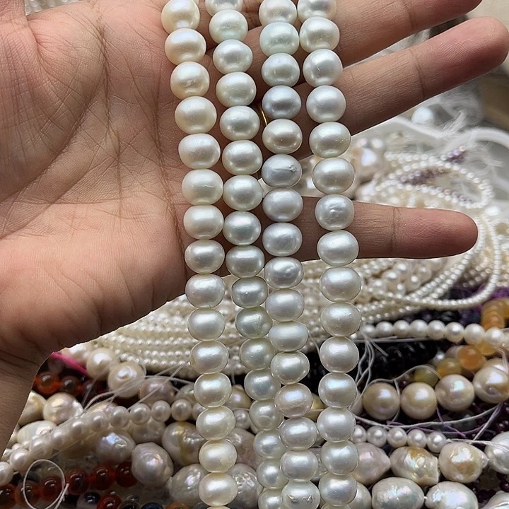 玛瑙/玉髓未镶嵌珠宝半成品半条10mm左右极光珍珠（拍2发1）