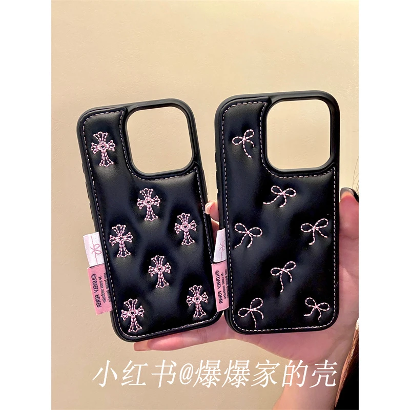 适用苹果iphone16promax皮纹气垫15pro韩风14ins小众13创意手机壳