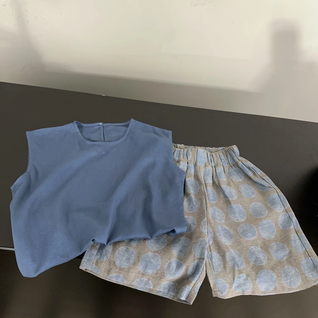 【两个小盆友】儿童夏季中小童透气舒适度假无袖休闲百搭套装3737