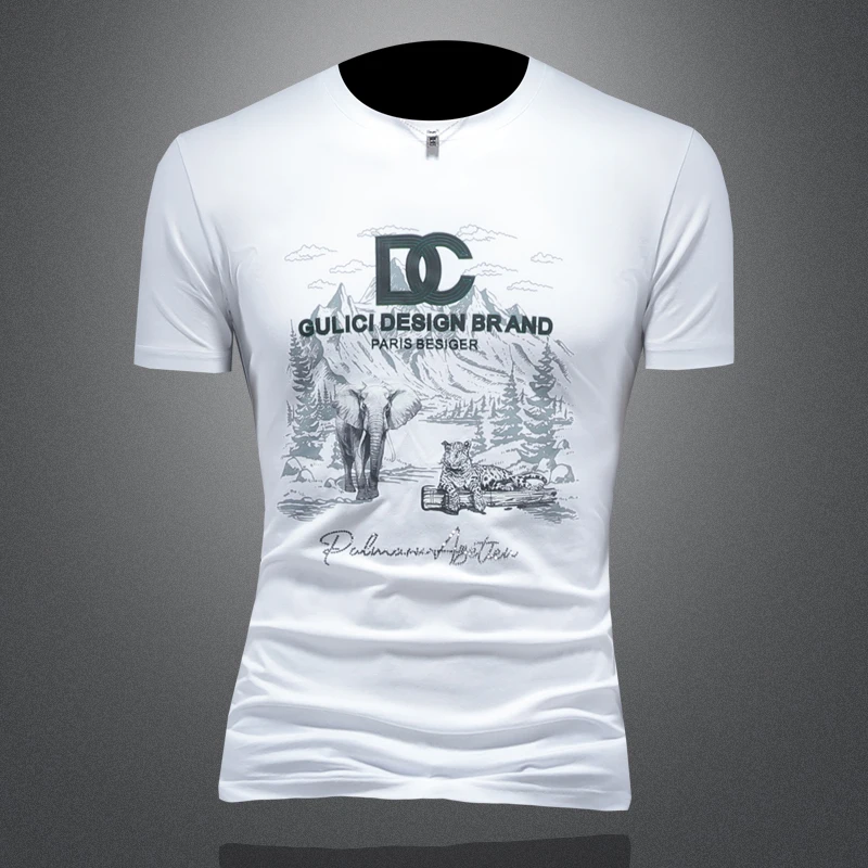 哈逊梅奈欧货高端半袖体恤男士夏季时尚印花休闲潮流圆领短袖t恤