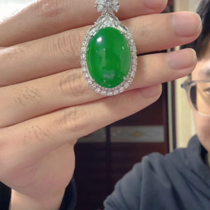 翡翠银S925镶嵌颈饰吊坠