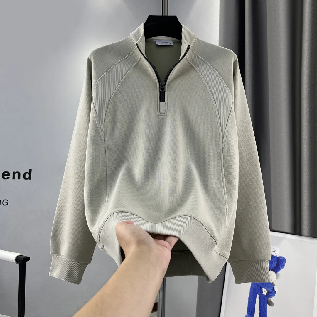 男士2025秋季简约休闲上衣男拼接百搭长袖立领修身拉链卫衣【7512】