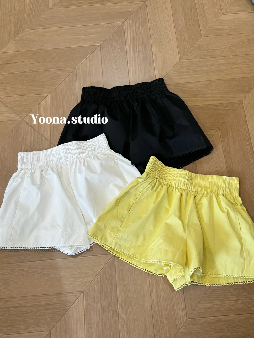 【U娜】夏季必备百搭松紧腰显瘦花苞短裤