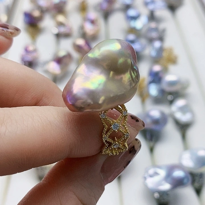 银S925镶嵌耳饰淡水珍珠盈