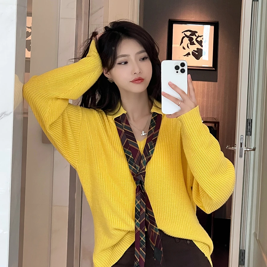 CHICHEN 《目光捕捉器》日常通勤时尚气质款领带宽松毛衣