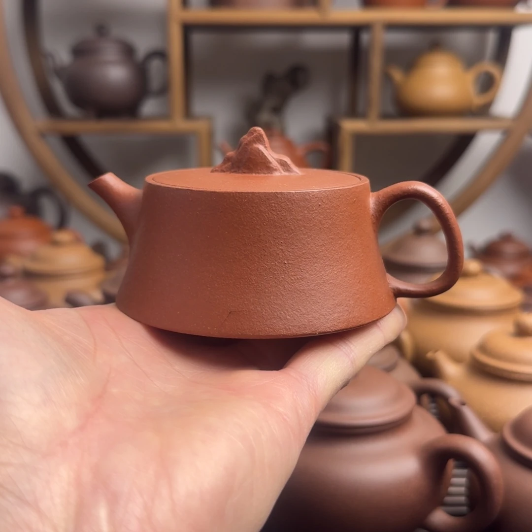 紫砂茶壶观山150cc宝山纯红降坡
