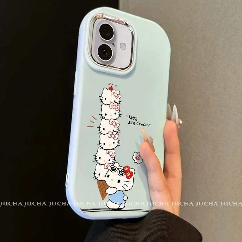 冰淇淋kt猫适用苹果16pro手机壳情侣款opporeno14可爱vivos30创意