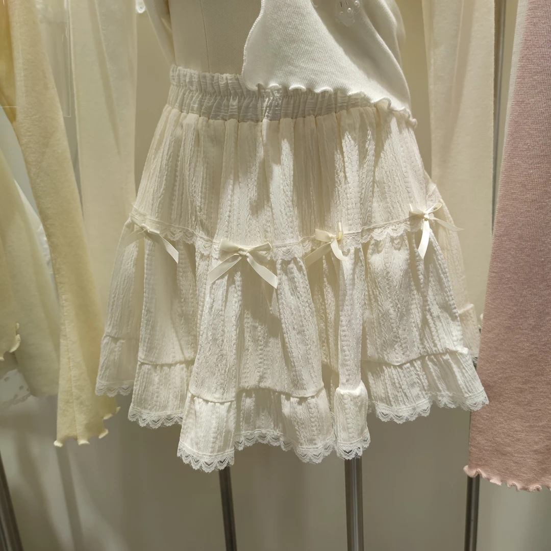 2501立体蝴蝶结蕾丝边半身裙