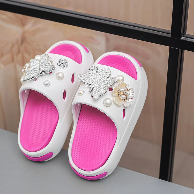 卡通蝴蝶笑脸男女童拖鞋时尚软底防滑凉鞋