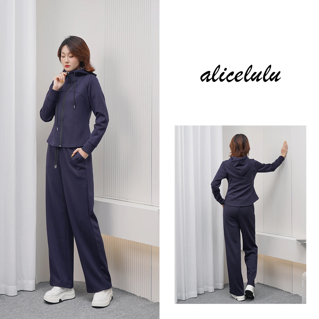 [alicelulu]美式运动风连帽卫衣+抽绳卫裤时尚套装S2144883U