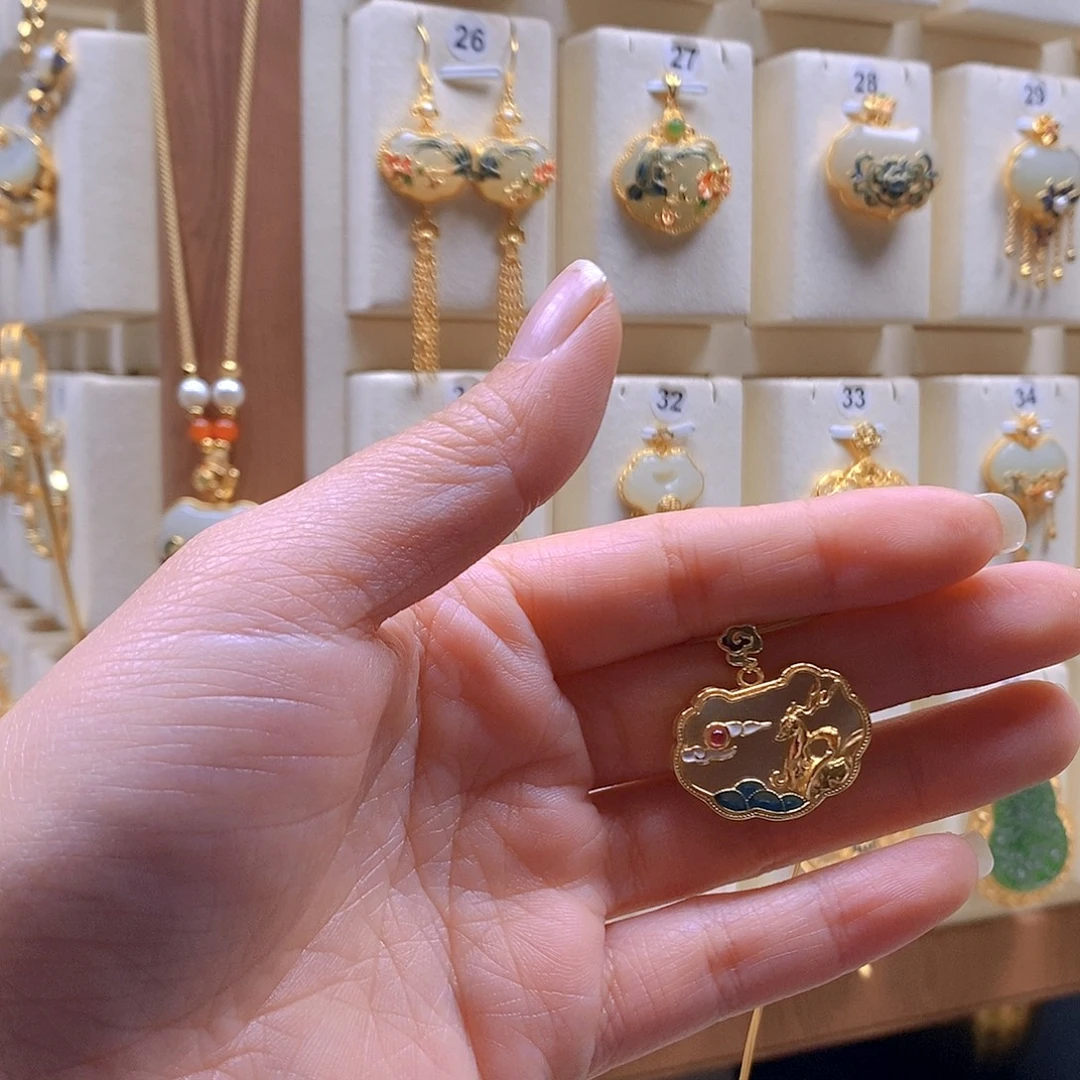 和田玉银S925镶嵌颈饰