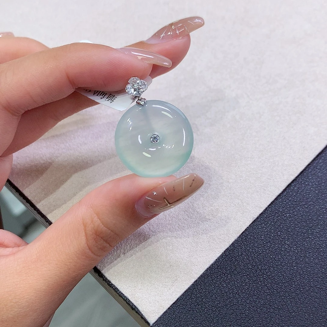 翡翠18K金镶嵌吊坠(不含链)21.5-5.1