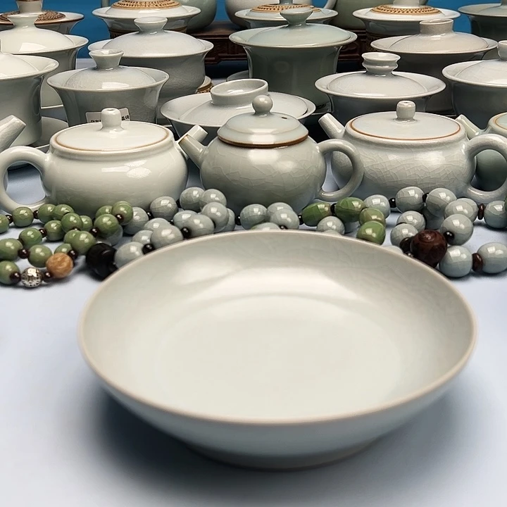 杯仿古月白釉圆洗盘原矿原釉原产地