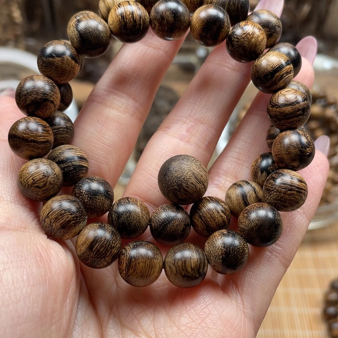 【闪购商品】沉香手串太*黄达拉干虎斑纹玉化老料