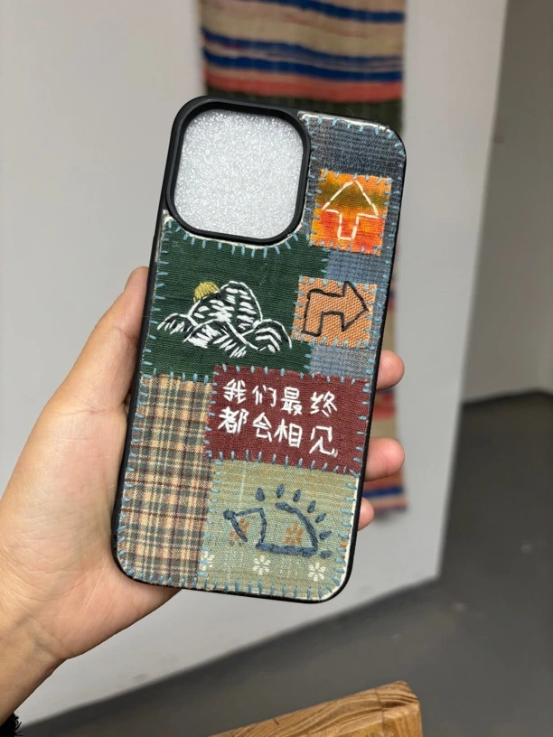 植物染布手机壳定制半包摇滚音乐