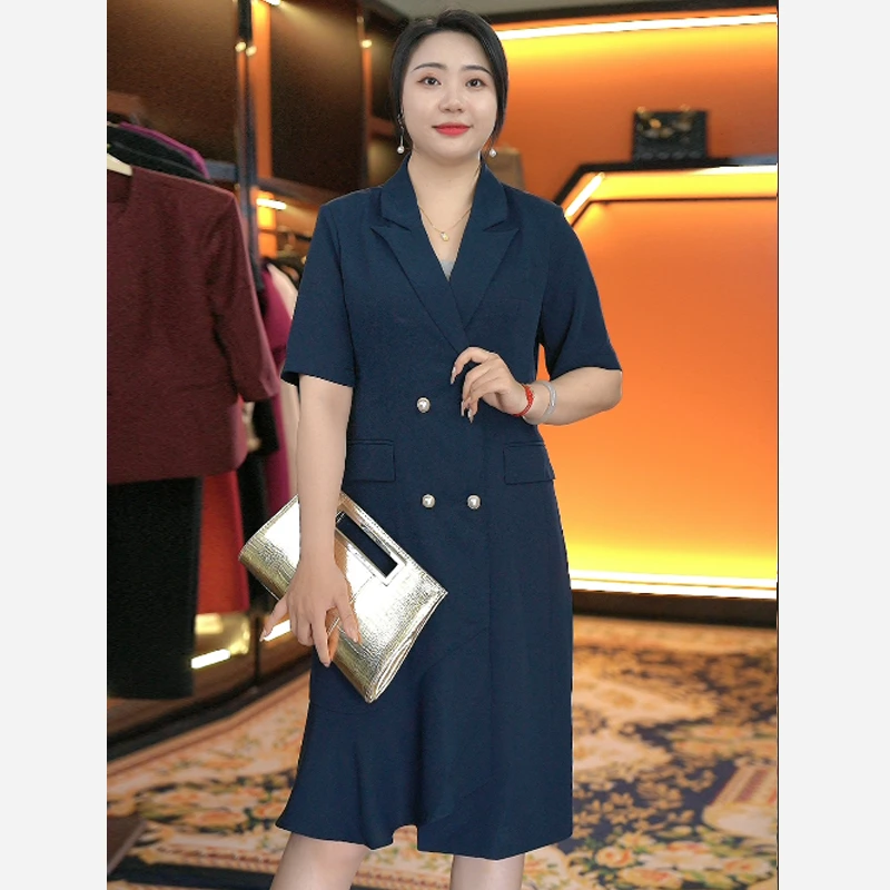 蔓缇蜜丝大码女装胖MM大码遮肉显瘦减龄连衣裙2025夏装高级感职业