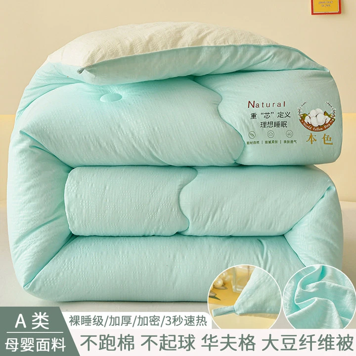 A类本色新款华夫格提花大豆纤维被秋冬被家用被芯被褥加厚保暖09