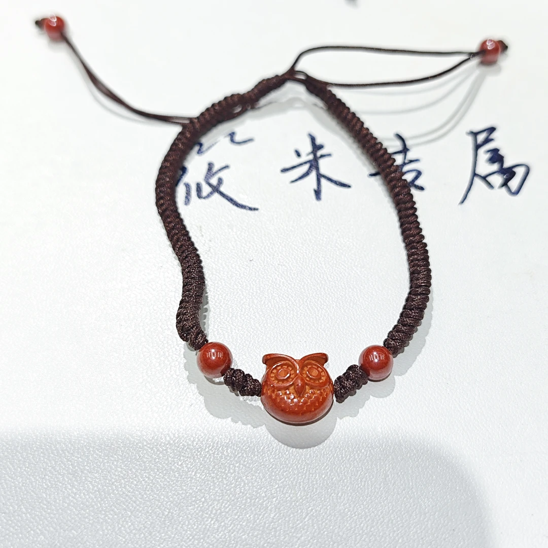 含辰砂工艺品紫金砂猫头鹰手绳J030 jr