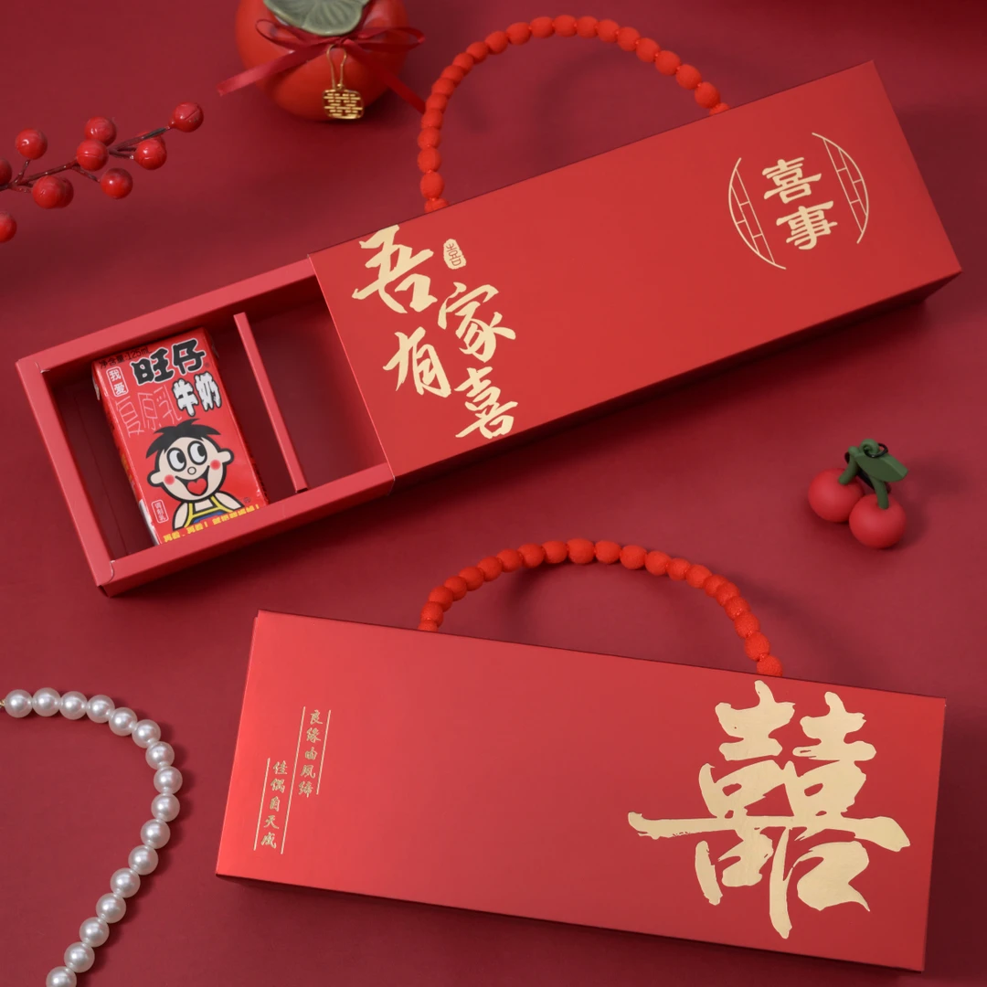 结婚大号喜糖盒子糖盒伴手礼盒婚礼手提袋红色小众高级感中式空盒