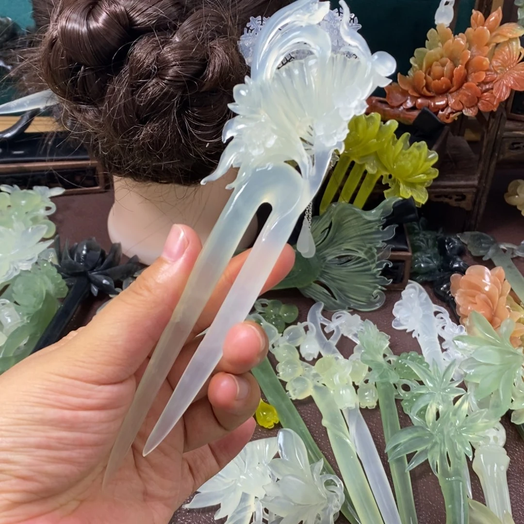 蛇纹石玉未镶嵌发饰