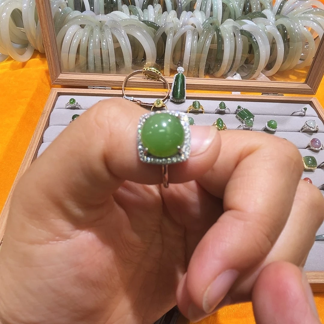 蔷***^和田玉戒指银S925镶嵌