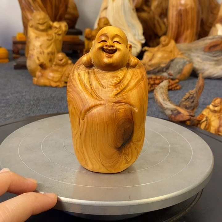 柏木（崖柏）飞崖柏弥勒佛手把件小摆件