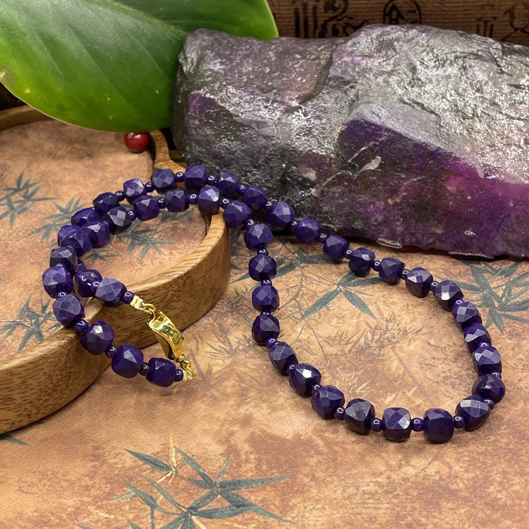 含辰砂工艺品【繁花珠宝甄选】含辰砂工艺品皇家紫刻面项链HX032