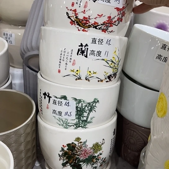 多肉绿植陶瓷花盆9.9包邮，有孔