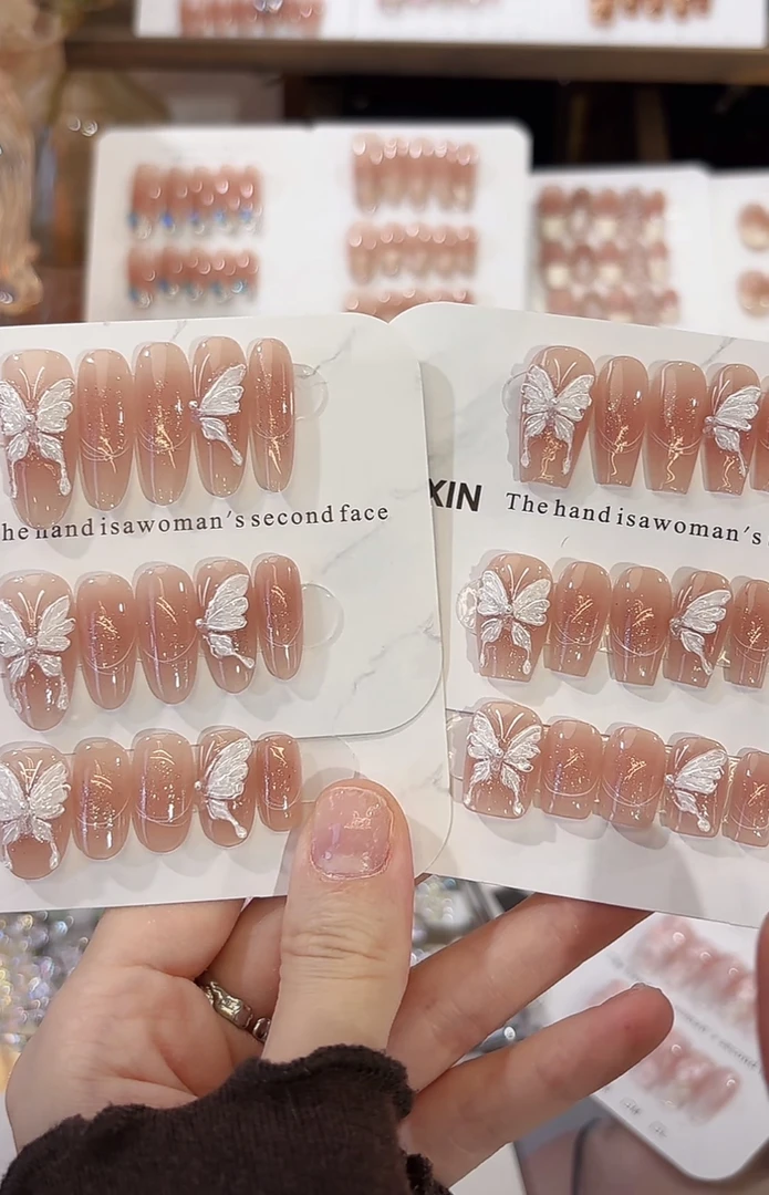 婳蝶-壹心纯手工穿戴甲 美甲贴片可拆卸假指甲10片装穿戴甲