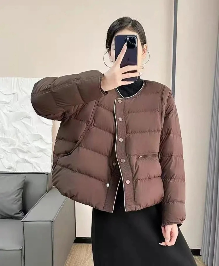 玛罗兰 反季+底价 百搭大方圆领鹅绒服外套