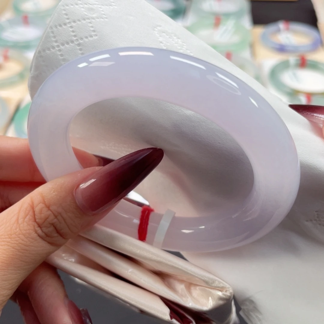 未镶嵌手镯翡翠13号55.8种老冰胶胖圆粉白月光