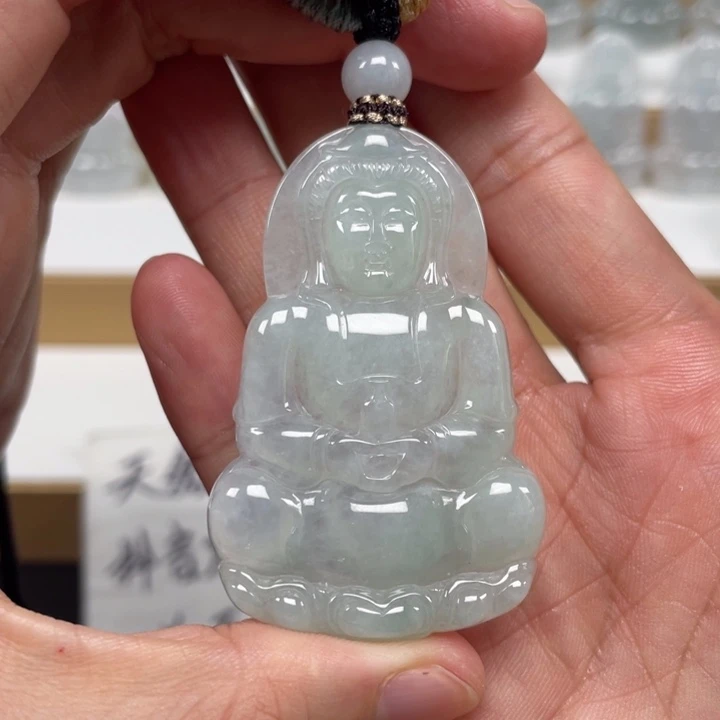 颈饰未镶嵌翡翠天然翡翠A货观音17号