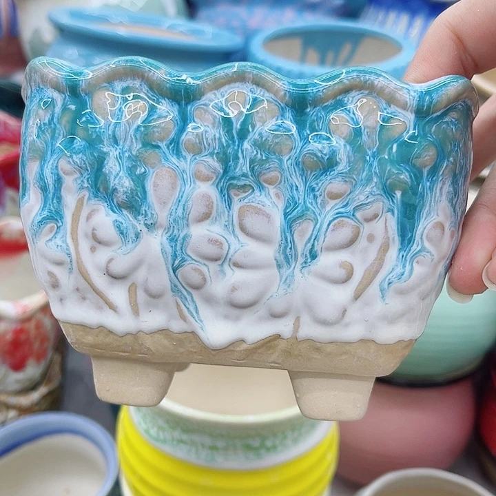 多肉绿植陶瓷花盆9.9包邮，有孔