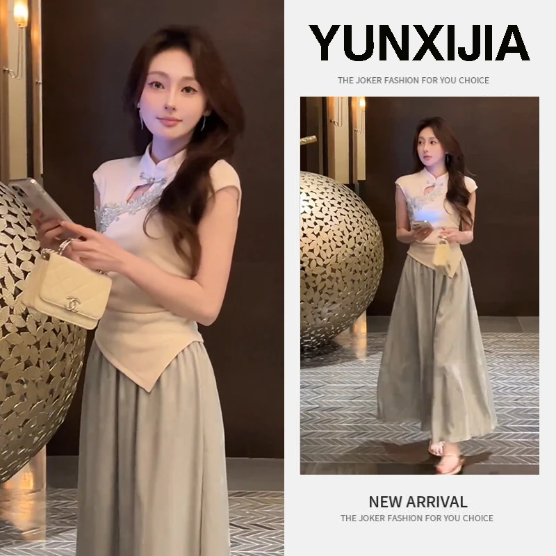 2025新款夏季新中式女装国风套装小香风高级感上衣半身裙两件套