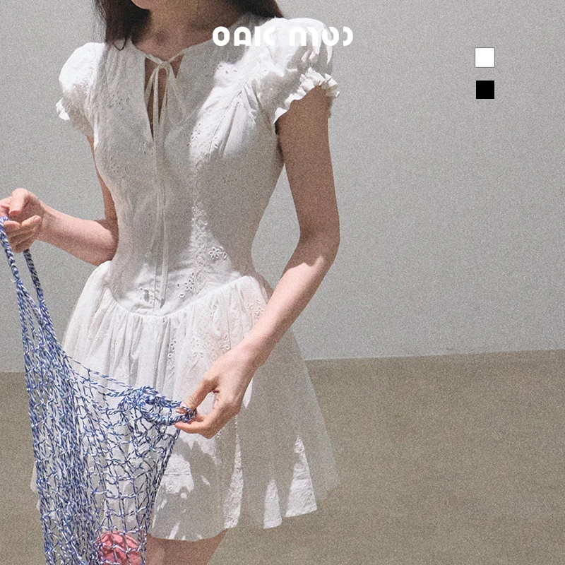 OAKMOO/ "坠入爱河时"全棉法式茶歇度假连衣裙裙子