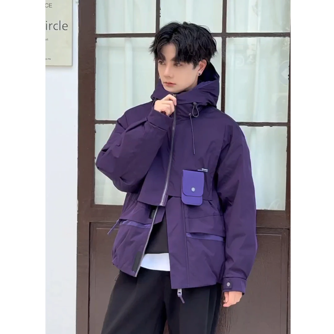 空城计防风连帽加厚男士冬季工装羽绒服宽松保暖厚款常规款外套