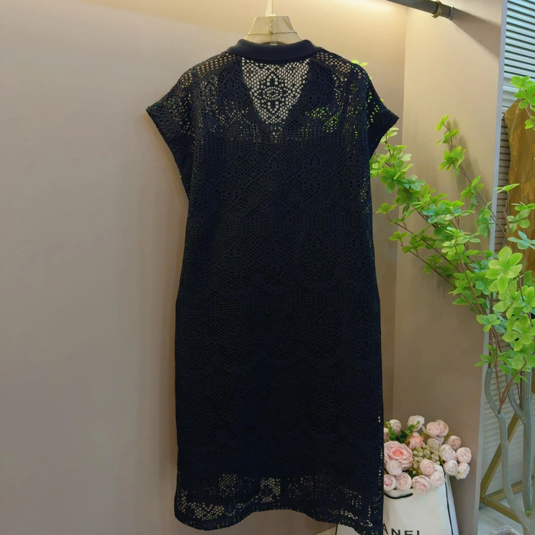 2025年夏季新款时尚气质镂空宽松百搭两件套连衣裙（长98左右）